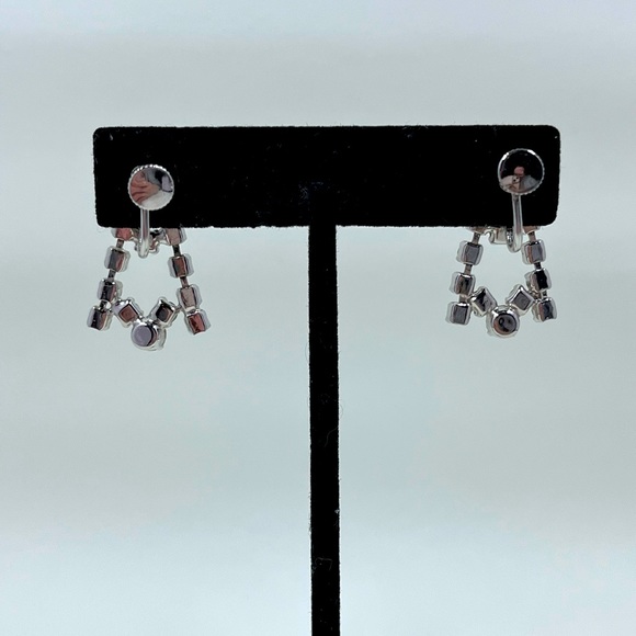 Jay Flex Sterling Vintage Rhinestone Screwback Earrings - Picture 5 of 5